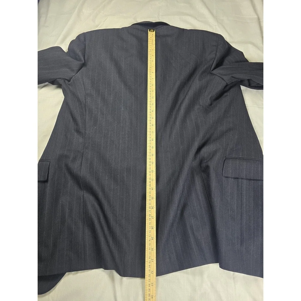 Polo Ralph Lauren Blazer Mens 45X Navy Pinstripe Wool Perkins Shearer USA‎